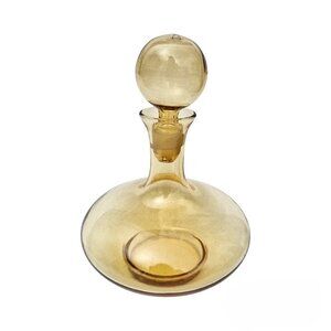 Pitman Dreitzer Peedee 8” Amber Gourd Squat Body Glass Decanter Vintage Bottle
